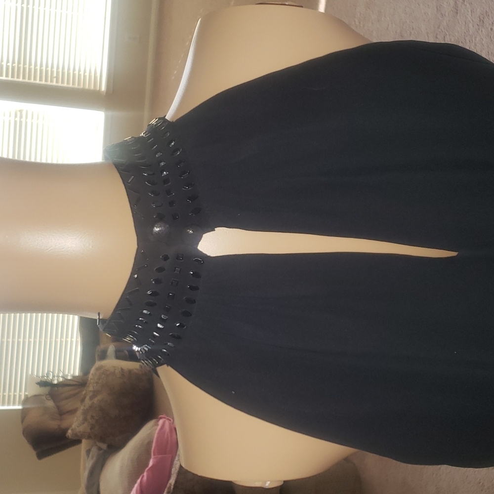Cache 2 beaded mockneck & skirt flowy upper keyhole back - Picture 6 of 11